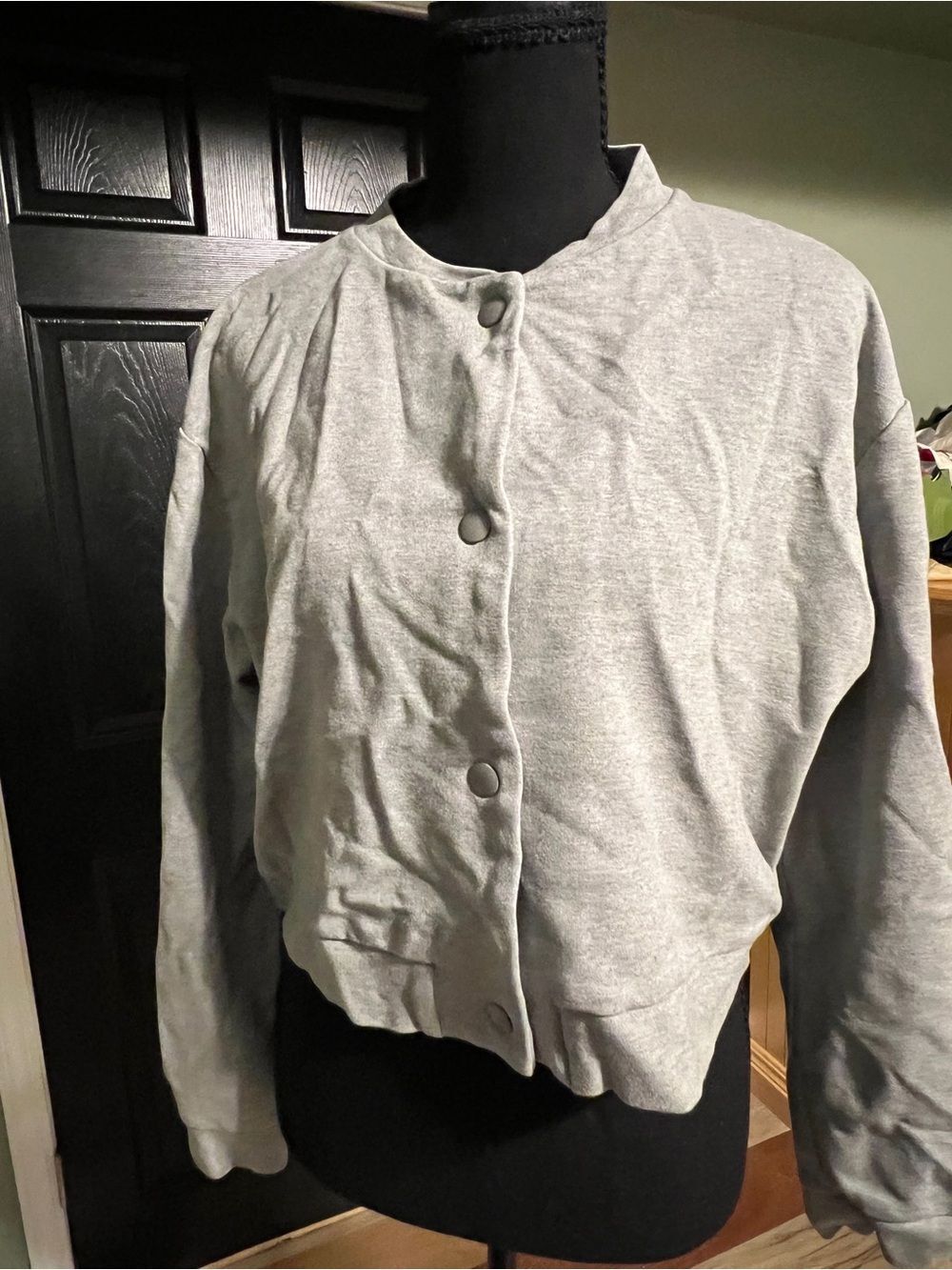 H&M Light Gray Cropped Bomber Jacket